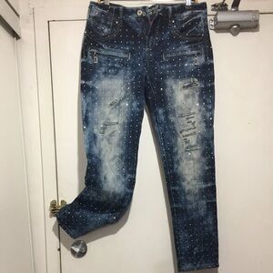 PARASUCO RHINESTONES DISTRESSED JEANS SIZE 32